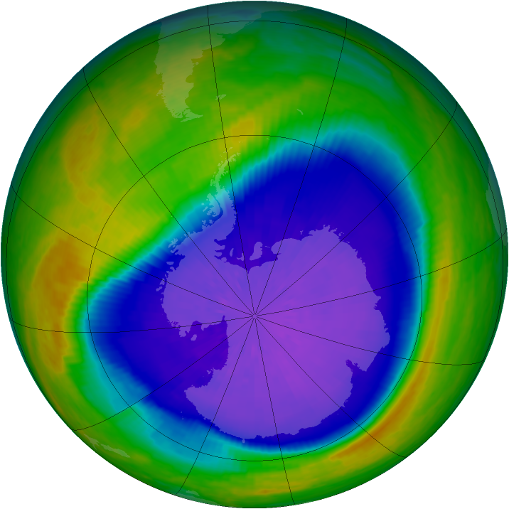 Antarctic ozone map for 24 September 2001